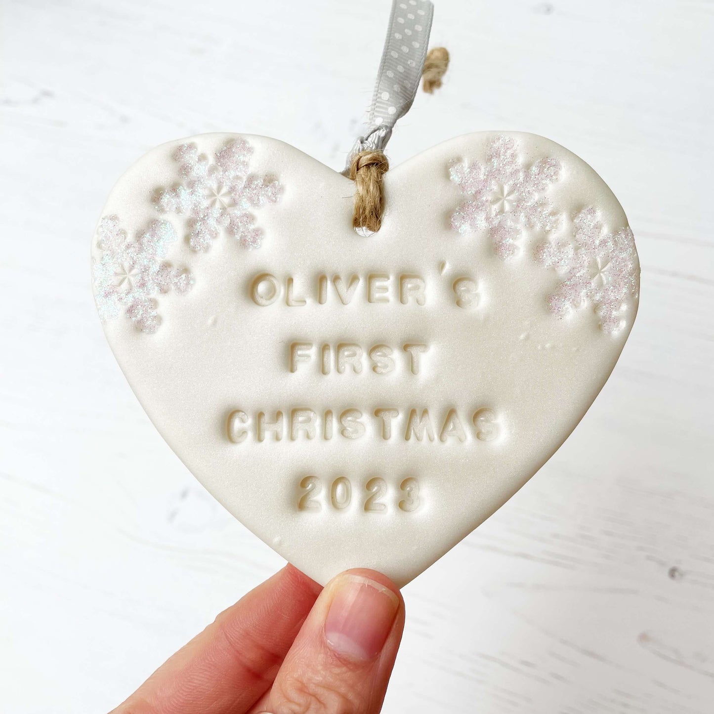 Baby's first Christmas heart decoration, personalised my first Christmas tree gift