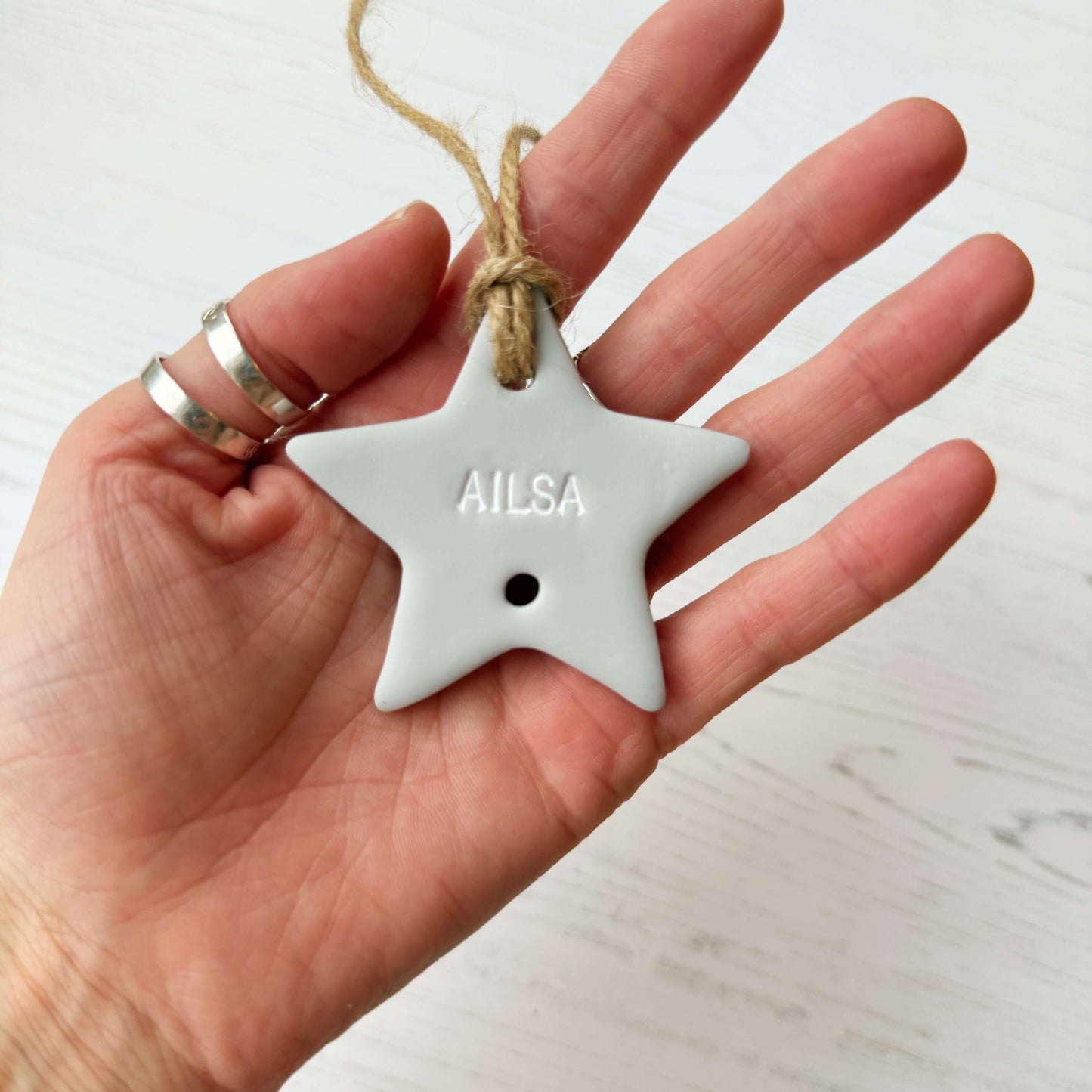 Small grey polymer clay star family tree add on personalised with a name