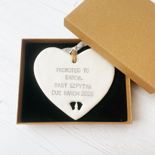 Personalised promoted to Babcia gift, pregnancy reveal present